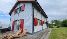 H12 Holz-Ferienhaus Haffblick Russow nahe Ostseebad Rerik Terrasse