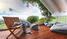 Der große Balkon mit Blick auf die Flensburger Förde