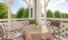 Überdachter Balkon mit Blick auf die Seeparkpromenade
