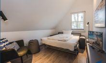 gemütlicher Raum mit Schlafsofa