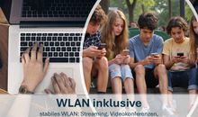 WLAN inklusive, stabiles WLAN: Streaming, Videokonferenzen,   Business-Anwendungen, Online-Spiele, Social Media