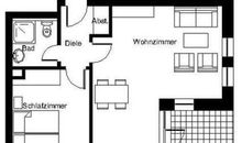 Vorderseite der Häuser 2.1 und 2.2. Wohnung ist im EG rechts