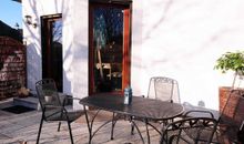 Ferienwohnung Maris Wohnzimmer mit Kaminofen