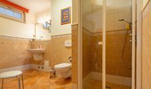 Das Bad mit Dusche und WC