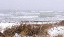 Schneesturm am Strand