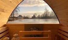 Aussensauna mit Blick über den Mühlenteich